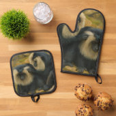 Macaque Bond - Grooming Ritual Ofenhandschuh & Topflappen-Set (Oben Unten)
