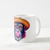 Macaque in Strohhut - Fun Monkey-T-Shirt Kaffeetasse (VorderseiteRechts)