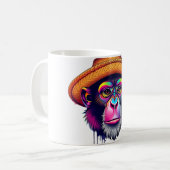 Macaque in Strohhut - Fun Monkey-T-Shirt Kaffeetasse (Vorderseite Links)