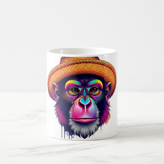 Macaque in Strohhut - Fun Monkey-T-Shirt Kaffeetasse (Mittel)