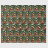 Macaque Monkey with a Stuffed Orangutan Geschenkpapier (Flach)