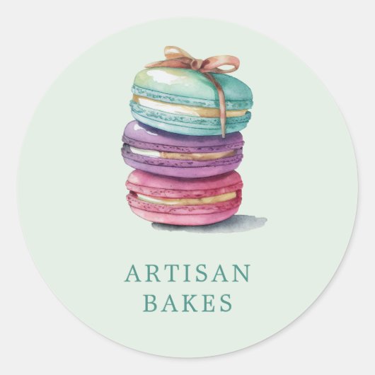 Macaron Baker Koch Minze Grün Runder Aufkleber (Vorderseite)