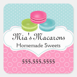 Macaron Bakery Box Siegel Quadratischer Aufkleber