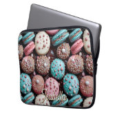 Macaron Blue, Pink und Schokolade Laptopschutzhülle (Vorderseite Links)
