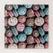 Macaron Blue, Pink und Schokolade Puzzle (Horizontal)