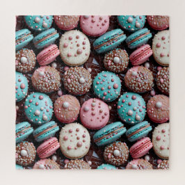 Macaron Blue, Pink und Schokolade Puzzle
