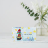 Macaron Catering Polka Dots Visitenkarte (Stehend Vorderseite)