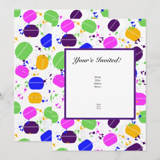 Macaron Confetti Einladungen - Personalisiert (Vorne/Hinten)