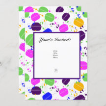 Macaron Confetti Einladungen - Personalisiert