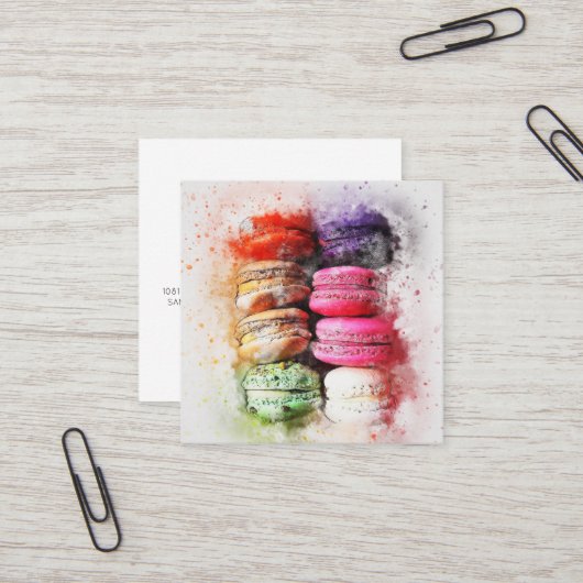 Macaron Cookie Business Card Quadratische Visitenkarte (Vorderseite/Rückseite Beispiel)