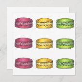 Macaron Cookie Einladung für mehrfarbige Macarons (Vorne/Hinten)