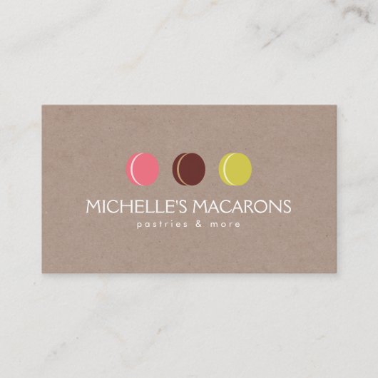 MACARON COOKIE TRIO LOGO auf KRAFT PAPIER für Bäck Visitenkarte (Vorderseite)