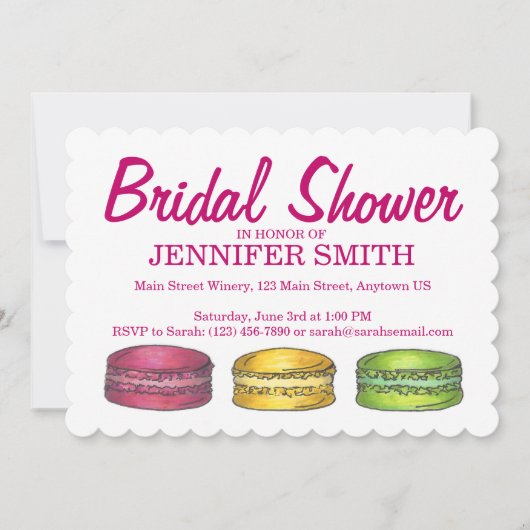 Macaron Cookies Bridal Baby Dusche Einladung (Vorderseite)