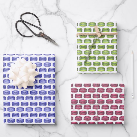 Macaron Cookies French Pastry Food Bakery Café Geschenkpapier Set (Vorderseite)