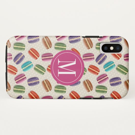 Macaron Cookies Niedliches Monogramm Case-Mate iPhone Hülle (Rückseite (Horizontal))