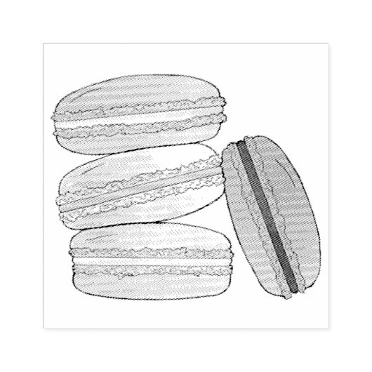 Macaron Cookies Stack Bäckerei Konditorei Gummistempel (Prägung)