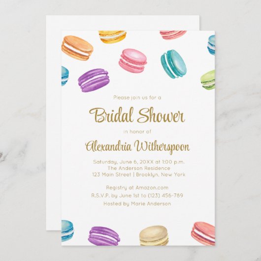 Macaron French Bridal Dusche Einladung (Vorne/Hinten)