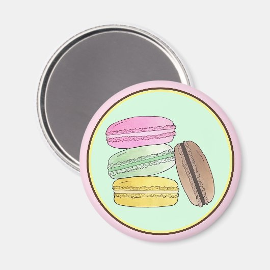 Macaron French Pastry Cookies Macarons Patisserie Magnet (Vorderseite/Rückseite)