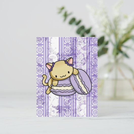 Macaron Kitty Postkarte (Stehend Vorderseite)