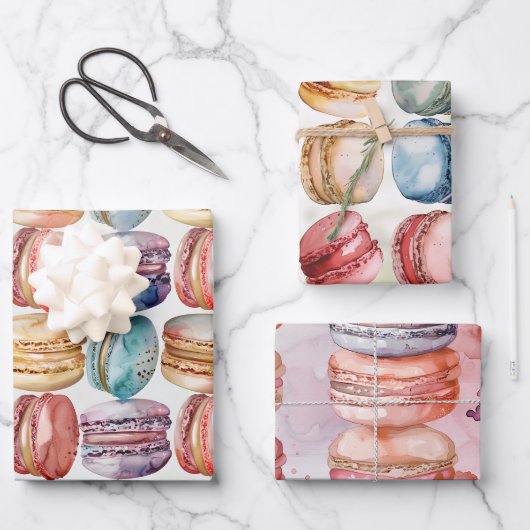 Macaron-Liebhaber Geschenkverpackungspapier Geschenkpapier Set (Vorderseite)