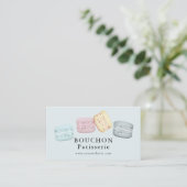 Macaron Light Blue Bakery Business Card Visitenkarte (Stehend Vorderseite)