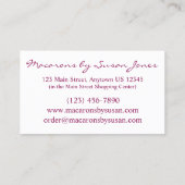 Macaron Macarons französische Bäckerei, gebacken d Visitenkarte (Rückseite)