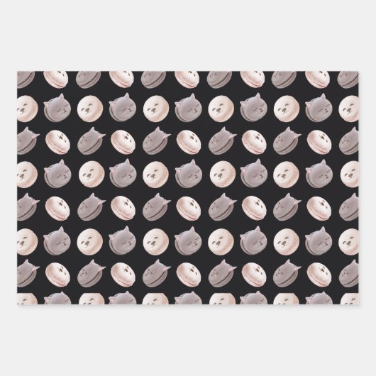Macaron Muster Geschenkpapier Set (Vorderseite)