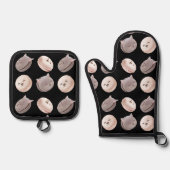 Macaron Muster Ofenhandschuh & Topflappen-Set (Vorderseite)