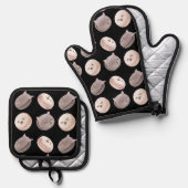 Macaron Muster Ofenhandschuh & Topflappen-Set (Vorderseite/Rückseite)