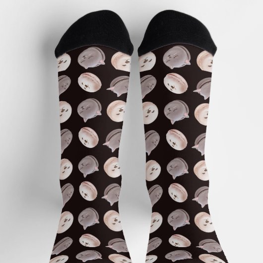Macaron-Parade – Kitty & Puppy nahtloses Muster Socken (Oben)