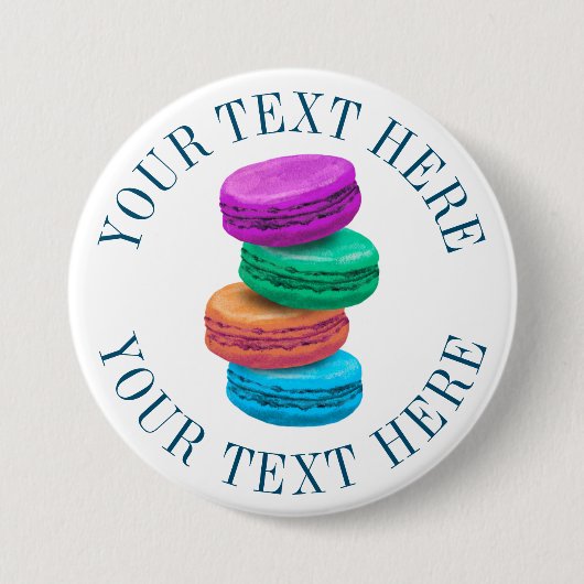 Macaron-Pinback-Buttons mit personalisiertem Text Button (Vorderseite)