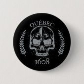 Macaron Québec Skull/Crane Biker grunge noir Button (Vorderseite)