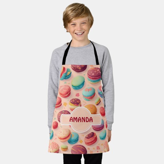 Macaron Rainbow Personalisiertes Muster Schürze (Getragen)