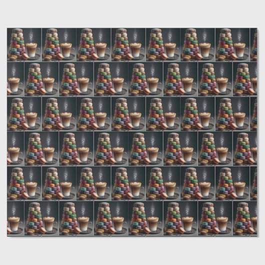 Macaron Stack mit Latte Geschenkpapier (Flach)