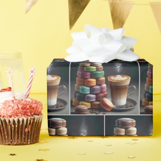 Macaron-Stapel mit Latte Geschenkpapier (Geburtstagsparty)