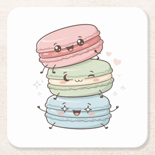 Macaron Süßigkeiten Kawaii Untersetzer (Vorderseite)