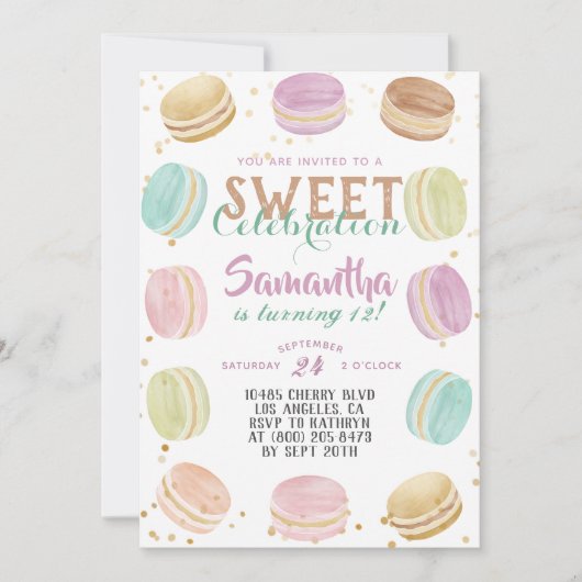 Macaron Sweet Celebration Birthday Einladung (Vorderseite)