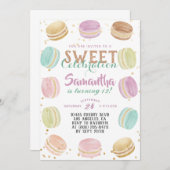Macaron Sweet Celebration Birthday Einladung (Vorne/Hinten)