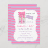 Macaron Tea Party Babydusche, rosa und Lila Einladung (Vorne/Hinten)