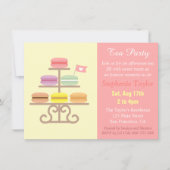 Macaron Tea Party Babydusche, Sweet Pink Einladung (Vorderseite)