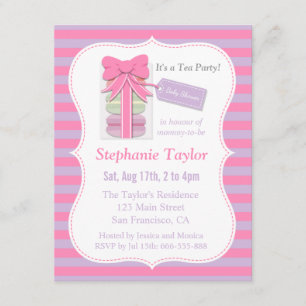 Macaron-Teeparty-Baby-Shower, Rosa und Lila Einladung