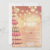 Macaron Tree Neon Light Pink Christmas Party Einladung (Vorderseite)