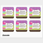 Macaron und Dessert - Verpackungsaufkleber Quadratischer Aufkleber (Blatt)