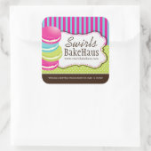 Macaron und Dessert - Verpackungsaufkleber Quadratischer Aufkleber (Tasche)
