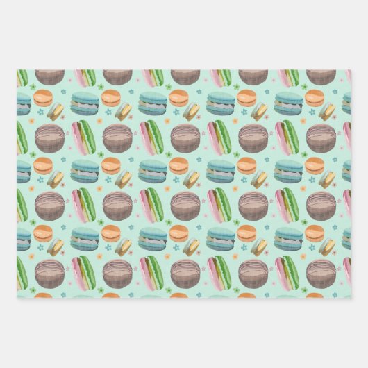 Macaron Wrapping Paper Sheet Set Geschenkpapier Set (Vorderseite)