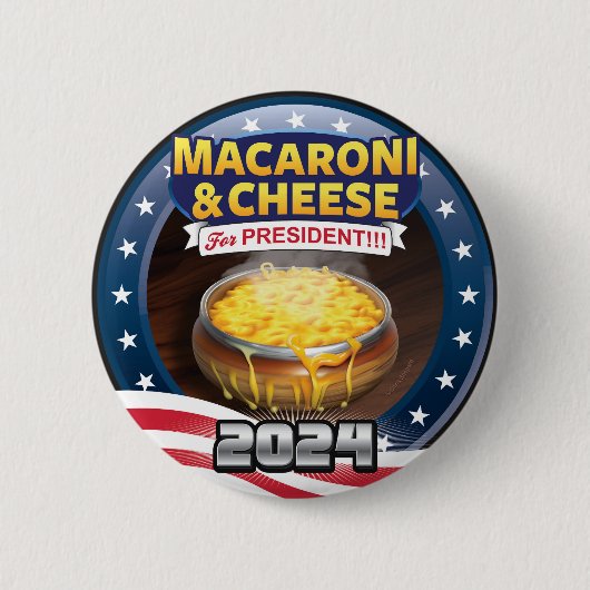 MACARONI & KÄSE für PRÄSIDENT! Kampagne 2024 Button (Vorderseite)