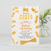 Macaroni Pasta Themed Birthday Invitation Einladung (Stehend Vorderseite)