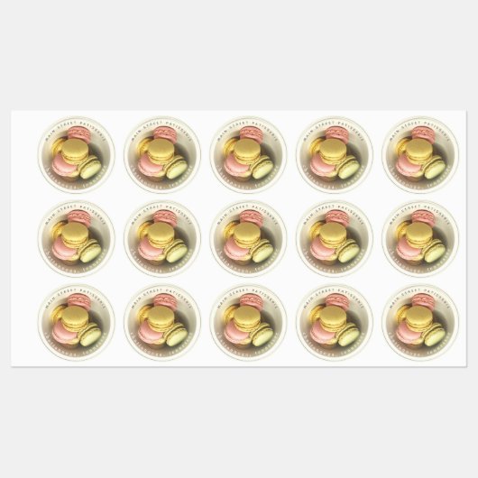 Macarons Bowl Foto Food Business Patisserie Etiketten (Blatt)