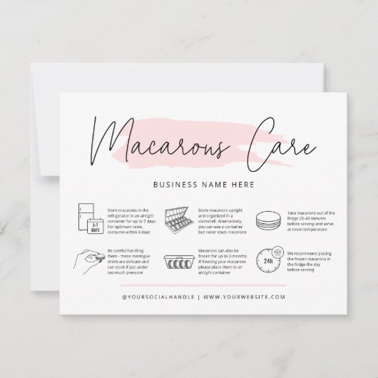 Macarons Care Guide Bäckerei Anleitung Feminine Dankeskarte (Vorderseite)