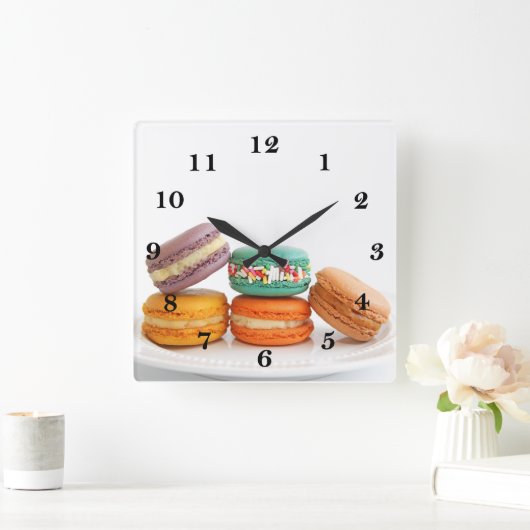 Macarons Clock Quadratische Wanduhr (Zuhause)